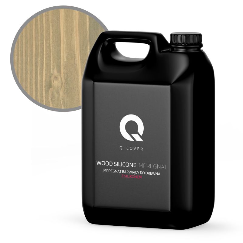 Impregnat Barwiący do Drewna z Silikonem 2w1 Q-Cover Szarość złamana w żółty RAL7034 5L