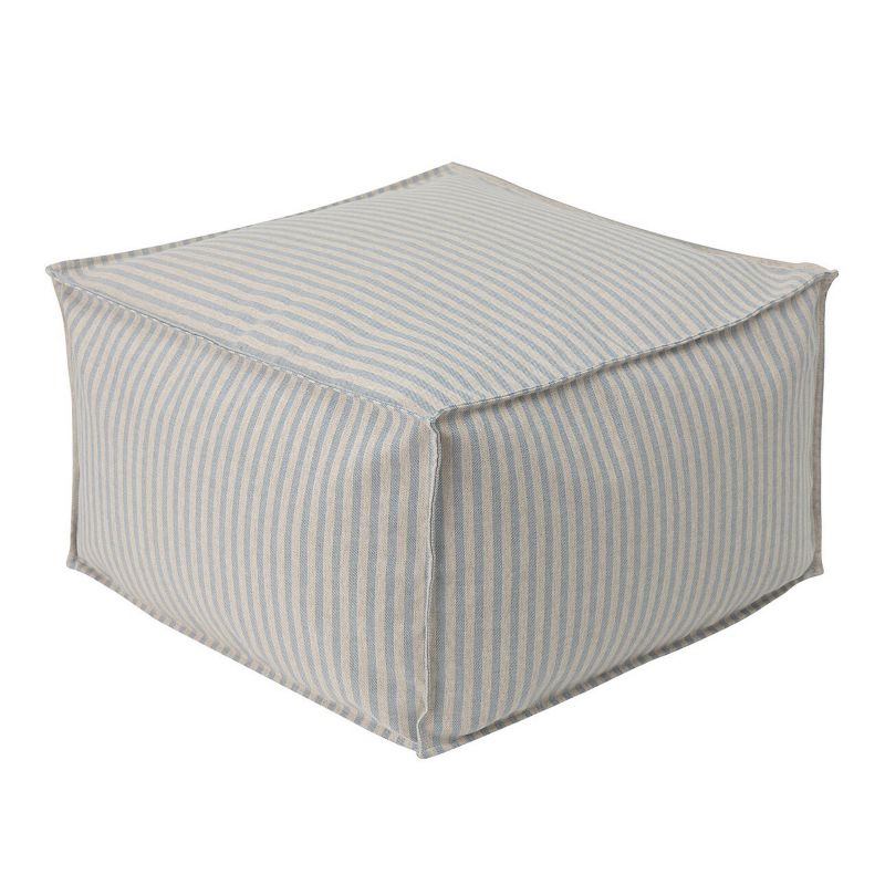 Puf ogrodowy Dekoria 65 x 65 x 38 cm beżowo-niebieskie paski 1 szt.