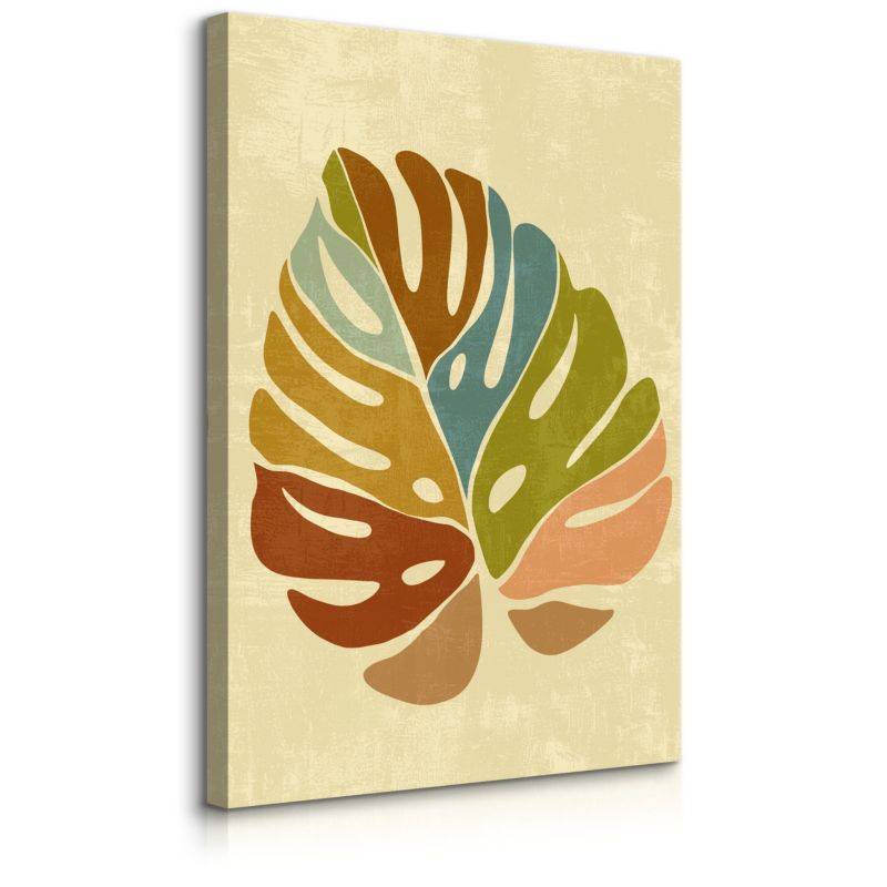 Obraz Muralo Na Płótnie Liść Monstery Natura Abstrakcja Styl Boho 60x90 cm 1 szt.