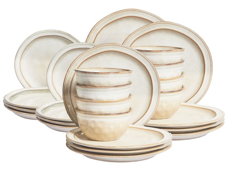 Zastawa stołowa 24-częściowa Chives Kamionka Jasnobeżowy 1 par.