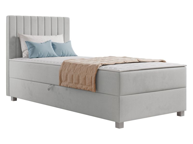 Łóżko kontynentalne MIRJAN 24 Viki 90x200 + topper jasnoszary 1 szt.