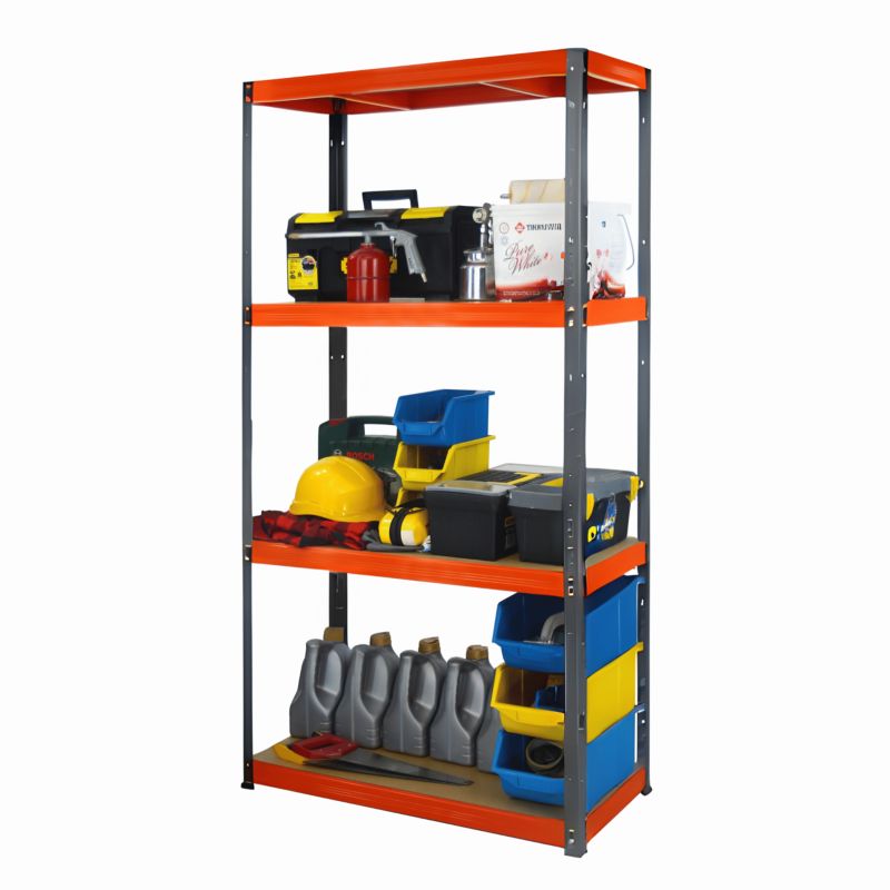 Regał metalowy MODO24 magazynowy garażowy grafitowo-pomarańczowy helios 180x100x40cm 4 półki po 350 kg 1 szt.