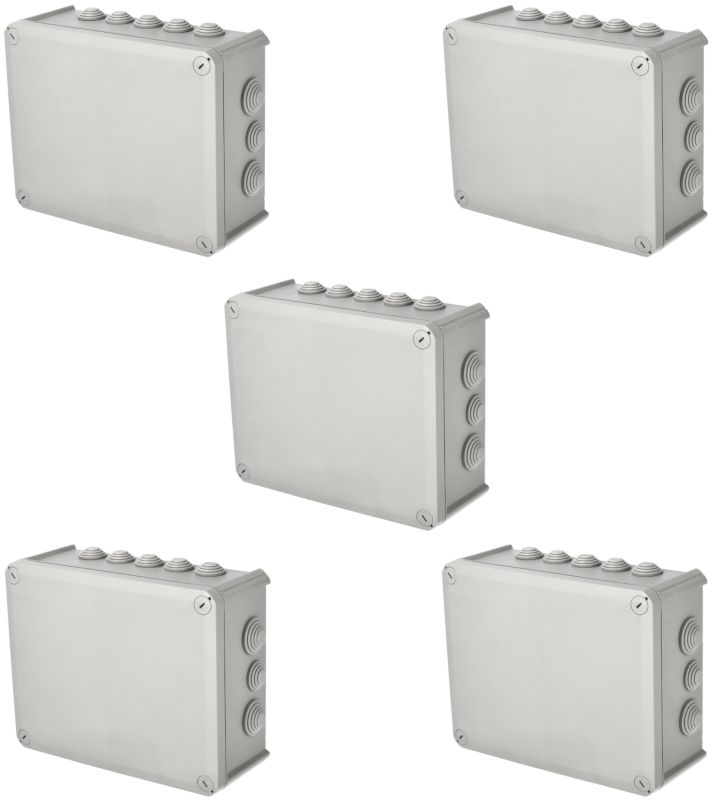 Puszka hermetyczna natynkowa EDO z dławikami odporna na UV dekiel przykręcany 240x190x95mm IP66 szary 5 szt