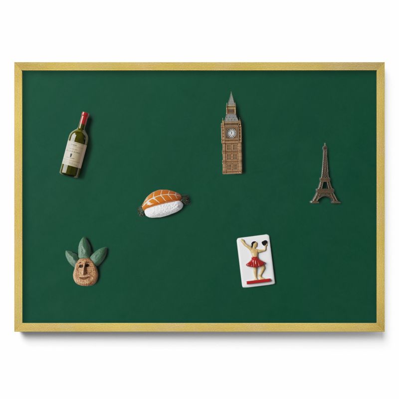 Tablica na magnesy Tulup 70x50cm Kolor ciemnozielony w złotej ramie 1 szt.