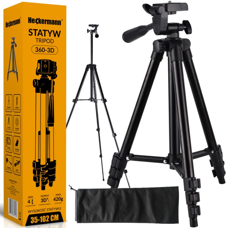 Tripod statyw stojak do poziomicy laserowej Heckermann 360-3D max 102cm 1 szt