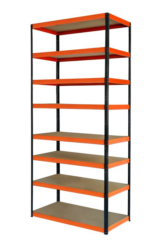 Regał metalowy MODO24 magazynowy czarno-pomarańczowy helios 270x110x35cm 8 półek po 275 kg 1 szt.