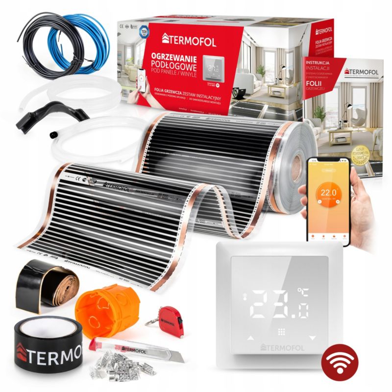 ZESTAW Folia Grzewcza TERMOFOL na podczerwień moc 80W 50cm pow. 6m² + WiFi 1kpl