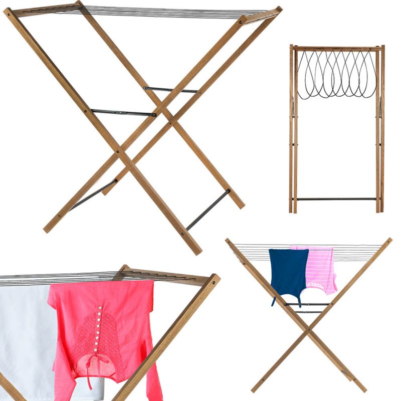 Suszarka na pranie bieliznę Rodeno drewniana czarne pręty składana eko 1 szt.