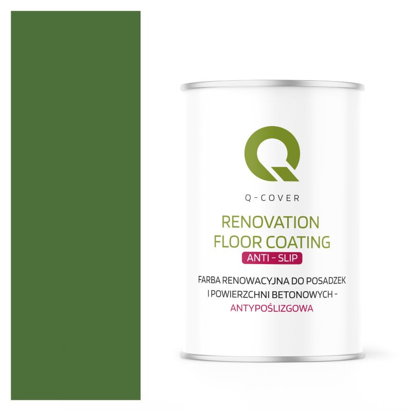 Farba Antypoślizgowa do Posadzek i Powierzchni Betonowych Renowacyjna Q-Cover Zielony Trawiasty RAL6010 1L