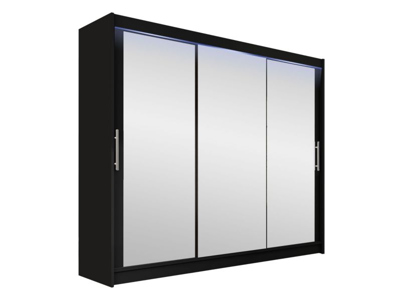 Szafa MIRJAN 24 z drzwiami przesuwnymi Aston III z oświetleniem RGB czarny/lustro 1 szt.