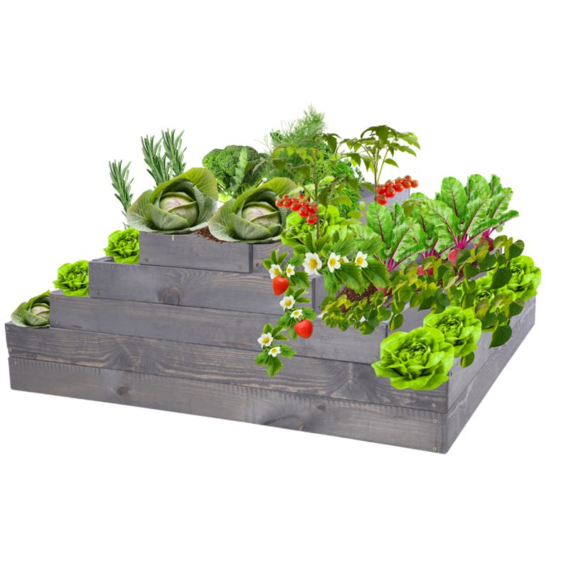 Skrzynia warzywna MODO24 kaskadowa 45x117x120 cm szare impregnowane drewno 1 szt