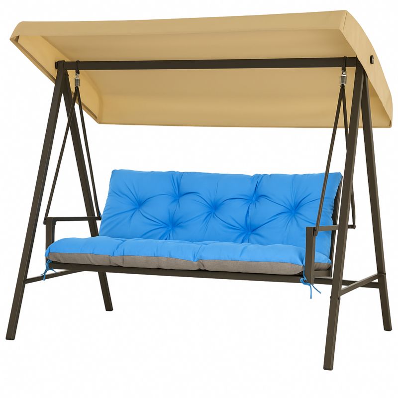 Poduszka Ogrodowa na Huśtawkę 3-os, Setgarden, 150x60x50cm, Niebieska Poduszka na ławkę z troczkami,Svinge 1szt