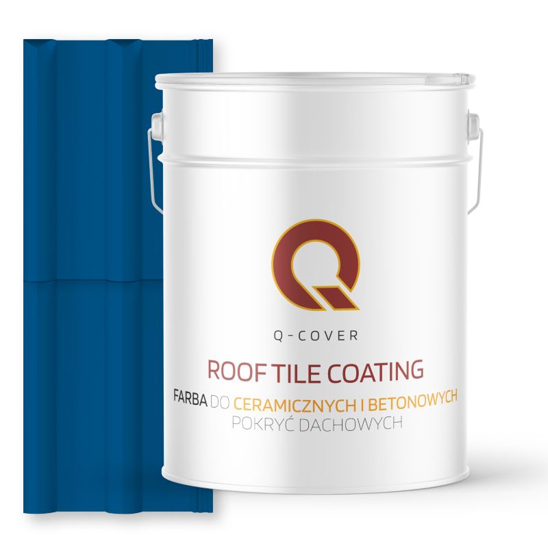 Farba do Dachów Ceramicznych i Betonowych Pokryć Dachowych Q-Cover Niebieski RAL5005 Wysoki Połysk 10L