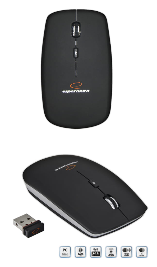 ESPERANZA Mysz bezp. EM120K SATURN czarny - Henryx24
