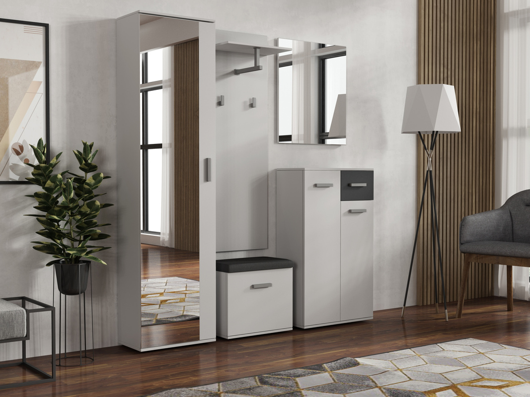 Białe meble do przedpokoju z lustrem JOVITA