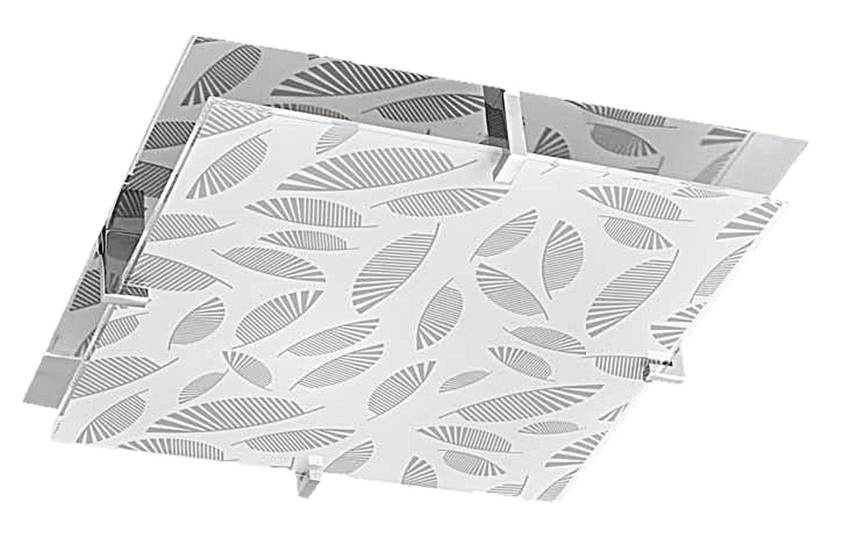 Biało-srebrny plafon sufitowy do salonu FIKUS metal szkło