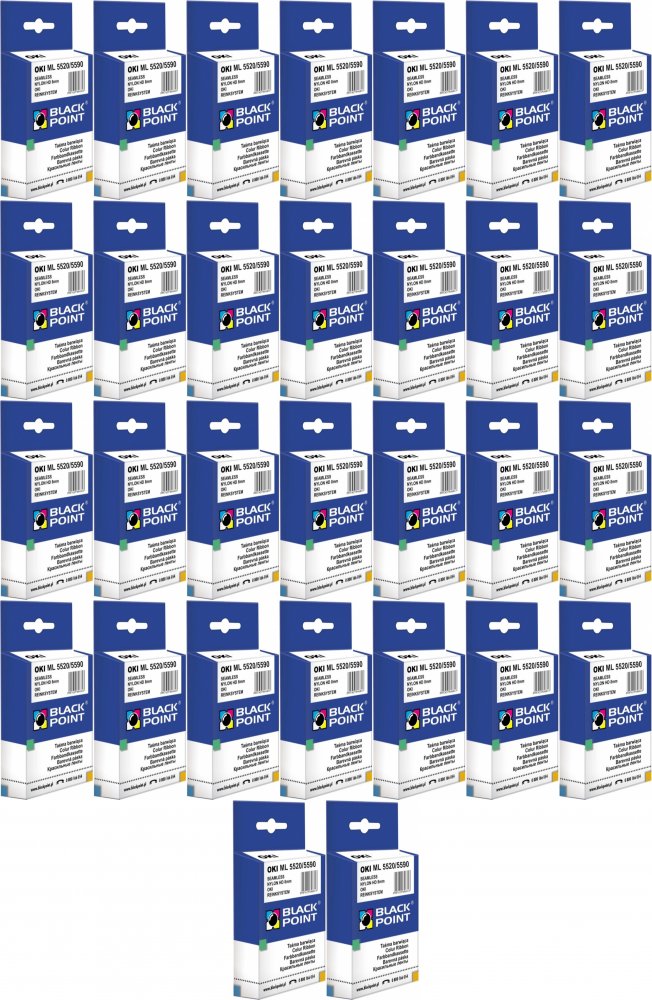 30x Kaseta Black Point OKI 182/320/391 09002303, 8mm x 1,8m, czarny