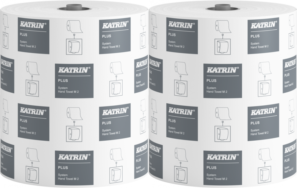 2x Ręcznik papierowy Katrin Plus System M2, 2-warstwowy, w roli, 150m, biały