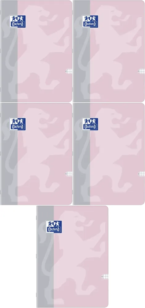 5x Zeszyt w kratkę Oxford B-Light, A4, 60 kartek, mix kolorów pastelowych