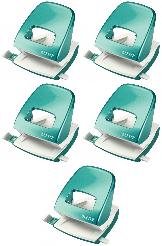 5x Dziurkacz Leitz Wow NeXXt, do 30 kartek, metaliczny turkusowy