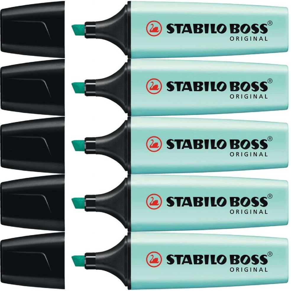 5x zakreślacz Stabilo Boss Original, ścięta, pastelowy turkusowy