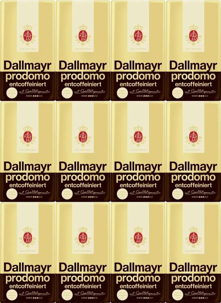 12x Kawa bezkofeinowa Dallmayr Prodomo Entcoffeiniert, mielona, 500g