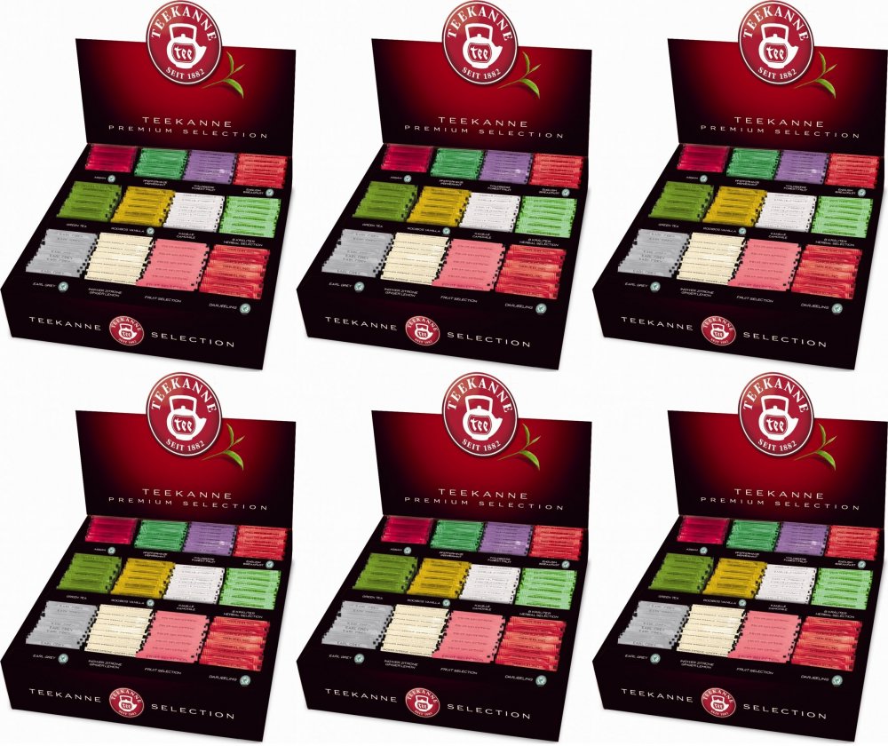 6x Zestaw herbat w kopertach Teekanne Premium Selection, 12 smaków, 180 sztuk x 2g