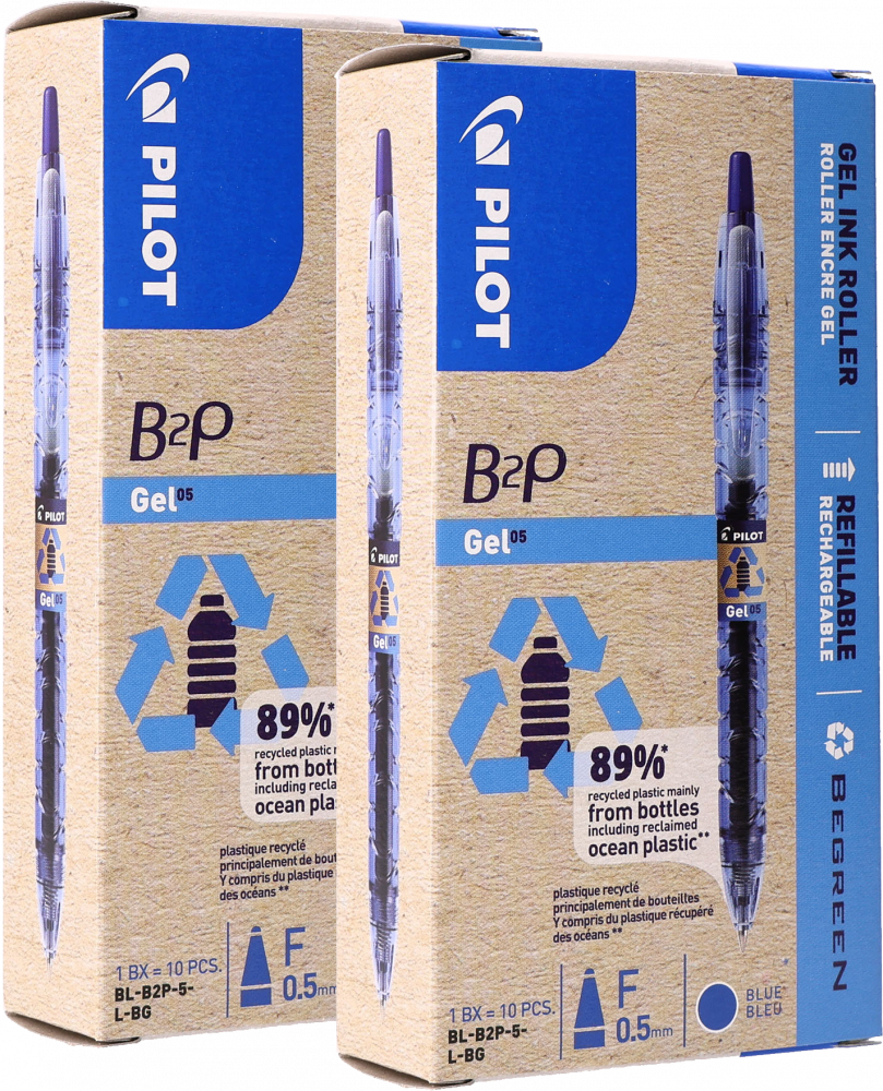 20x Długopis żelowy automatyczny Pilot, B2P, ekologiczne, 0.5mm, niebieski