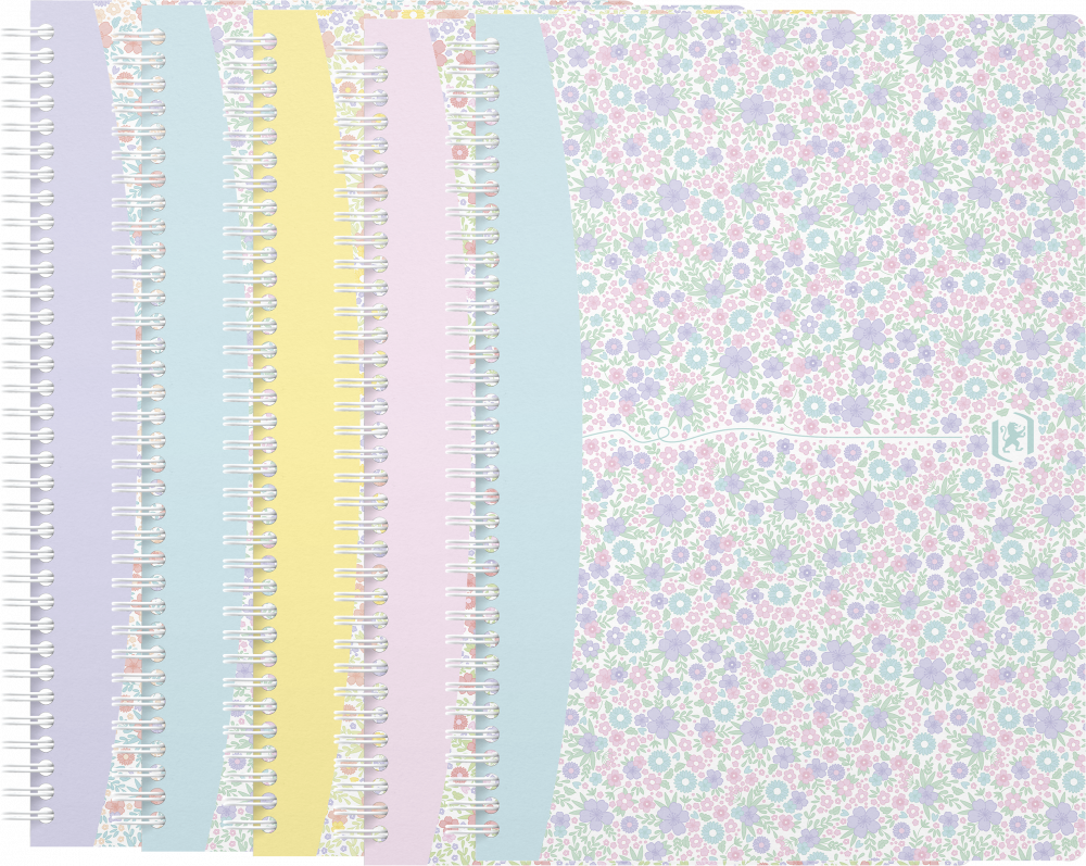 5x Kołonotatnik Oxford Floral, B5, w linie, 60 kartek, okładka kartonowa, mix wzorów