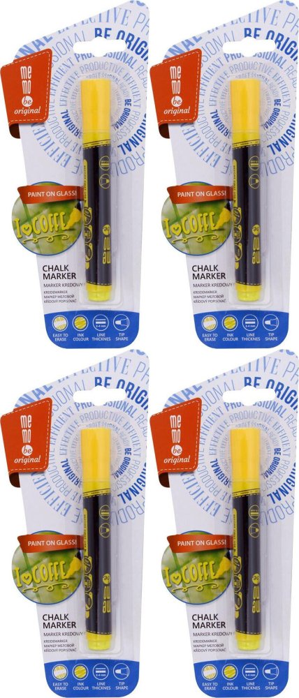 4x Marker kredowy MemoBe, okrągła, 2-3mm, żółty neonowy