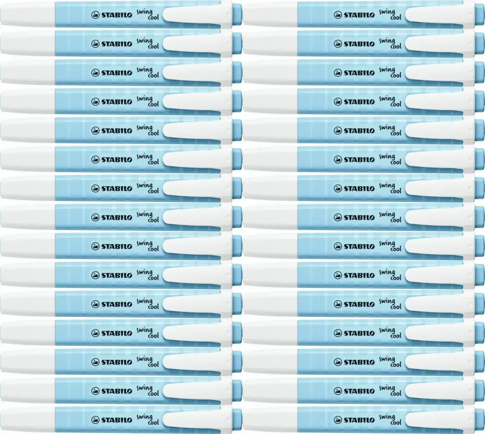 30x Zakreślacz Stabilo Swing Cool Pastel, ścięta, pastelowy, błękitna bryza