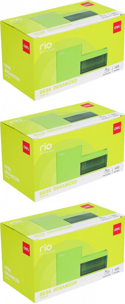 3x Organizer na biurko Deli Rio, 175x90x92mm, zielony