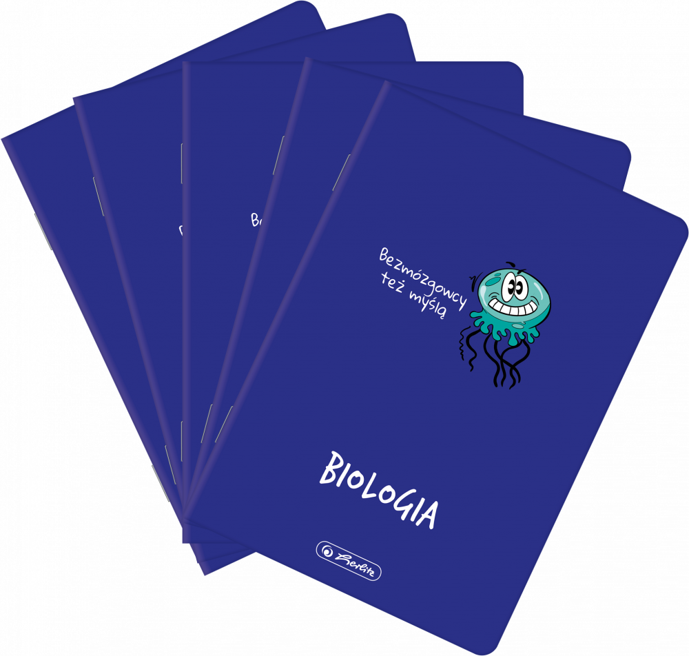5x Zeszyt przedmiotowy w kratkę Herlitz ECO Biologia, A5, miękka oprawa, 60 kartek, fioletowy