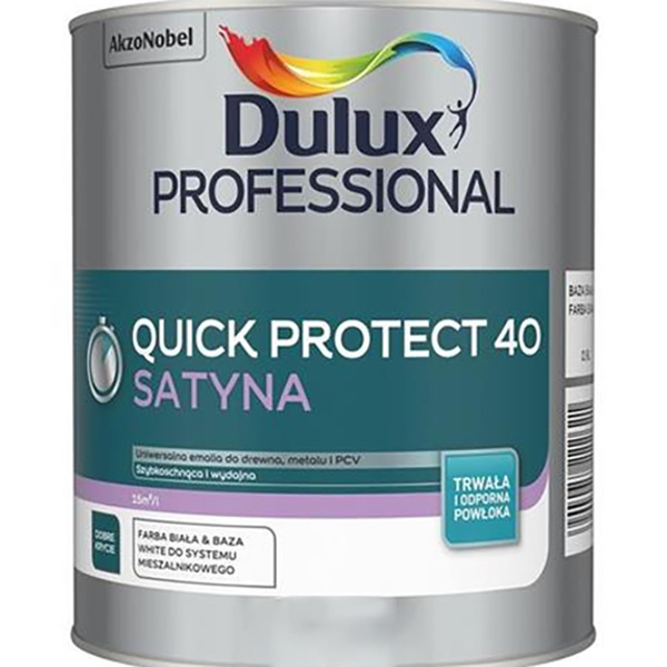 Emalia akrylowa Quick Protect Professional 40 Baza Biała satyna 0,9L Dulux