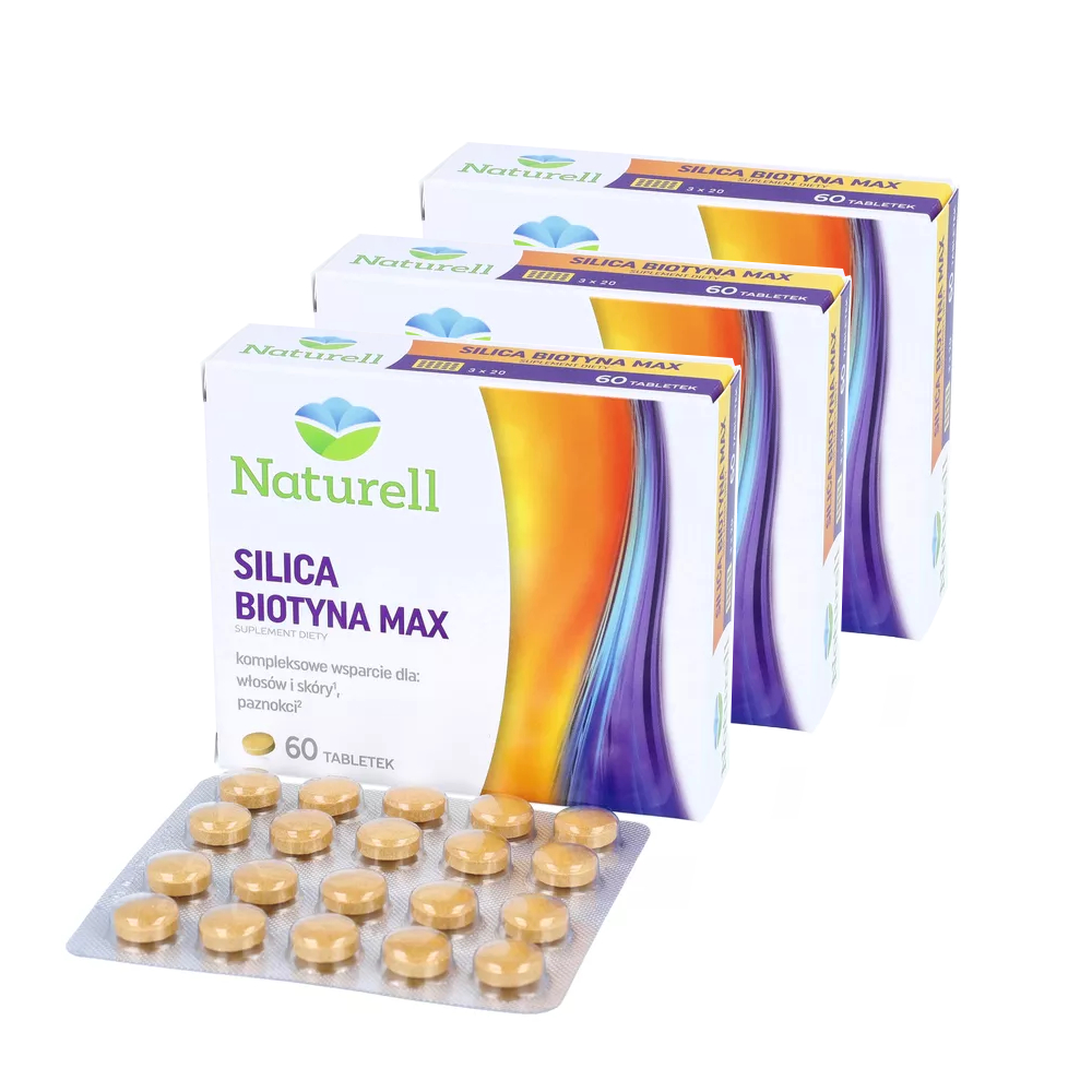 Zestaw: 3 x naturell silica biotyna max, 60 tabletek