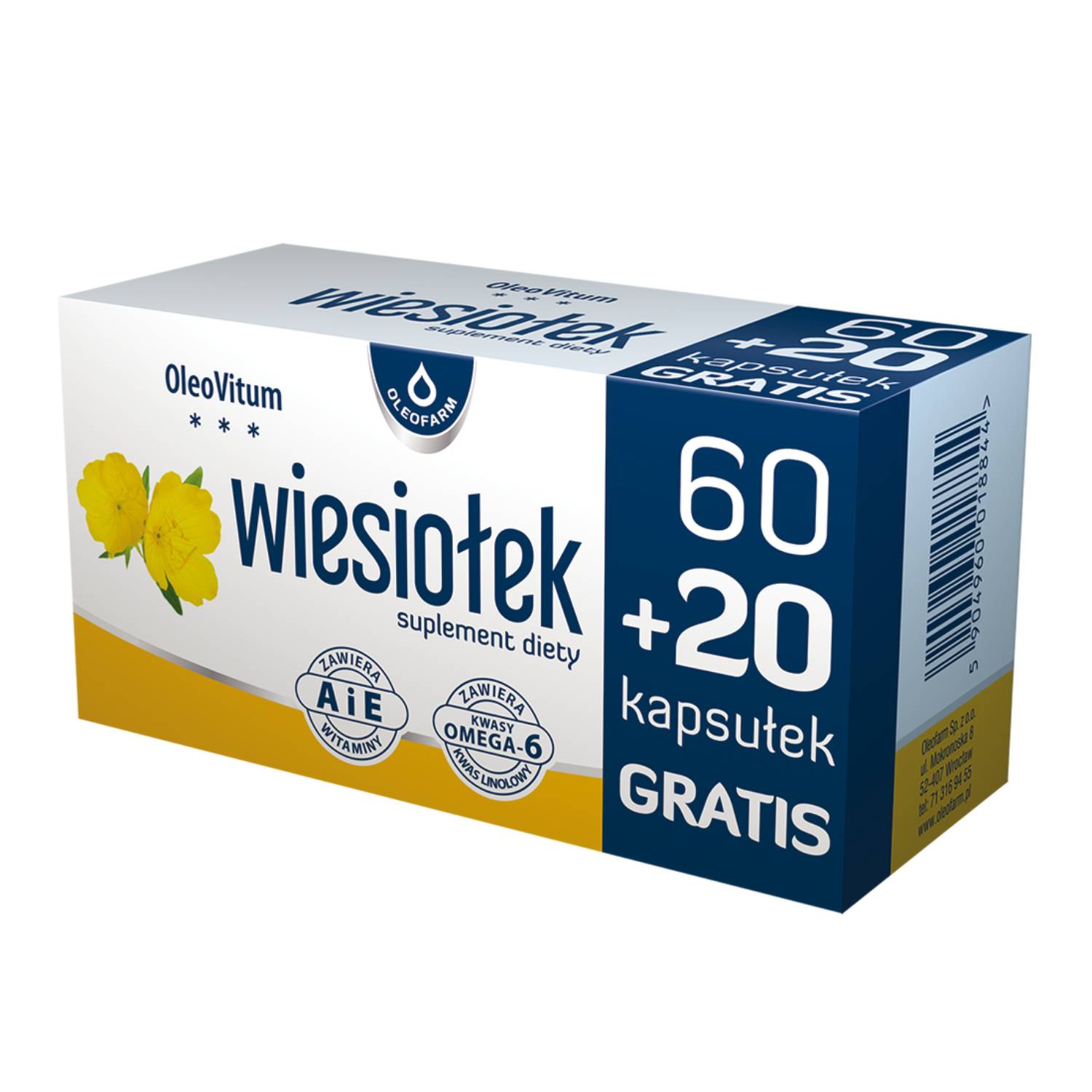 Oleofarm, oleovitum wiesiołek, 80 kapsułek