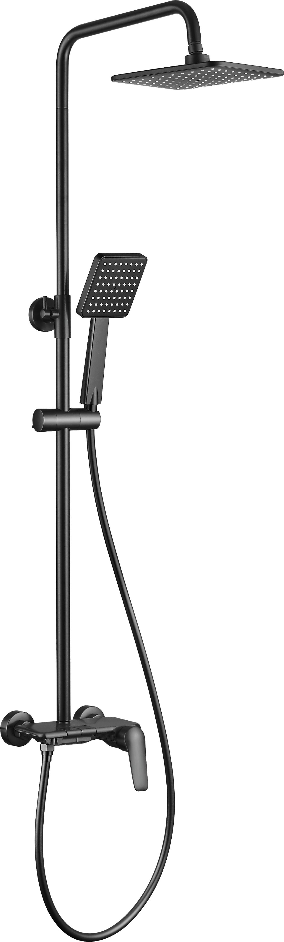 Deante Boro zestaw prysznicowy ścienny z deszczownicą czarny NER_N4PM