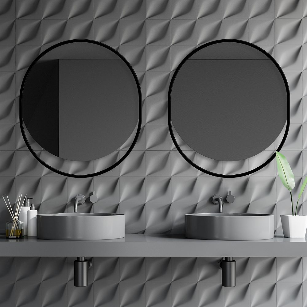 Guarda Ravel lustro 80x95 cm owalne czarny FOR-RAV-CZARNY-80X95