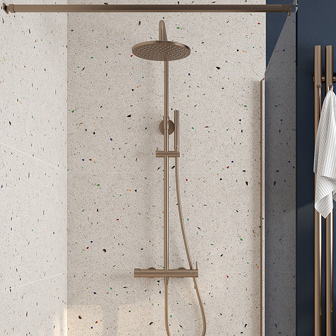 Oltens Molle zestaw prysznicowy ścienny z deszczownicą miedź szczotkowana 36504610