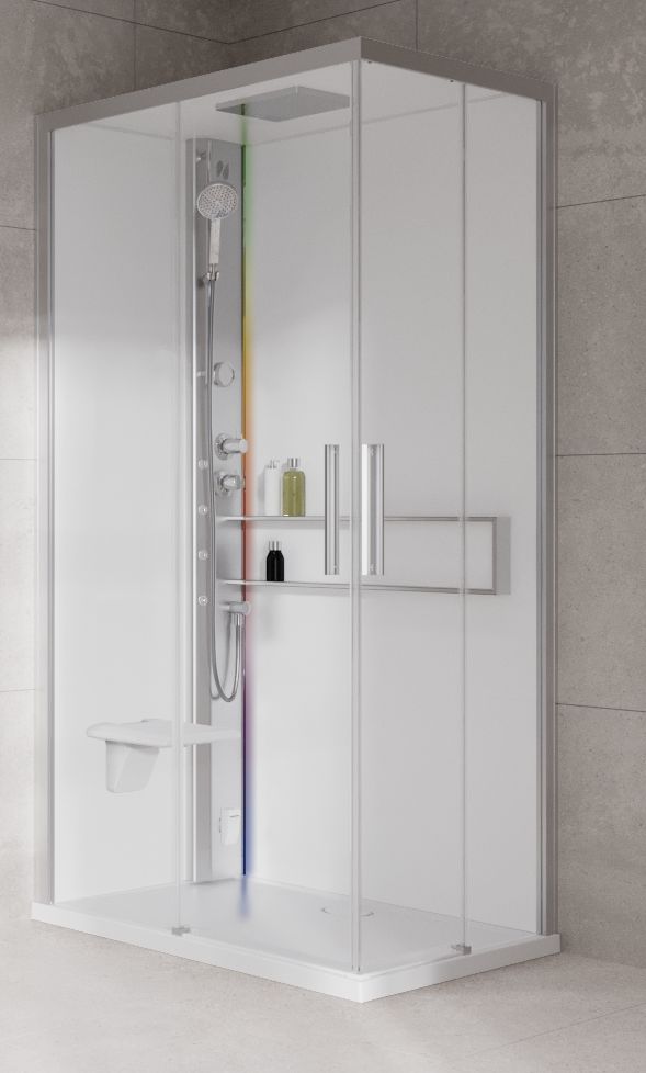 Novellini Glax 2 2.0 A kabina z hydromasażem 100x80 cm lewa parowa z brodzikiem srebrna G22A108ST5-1BB