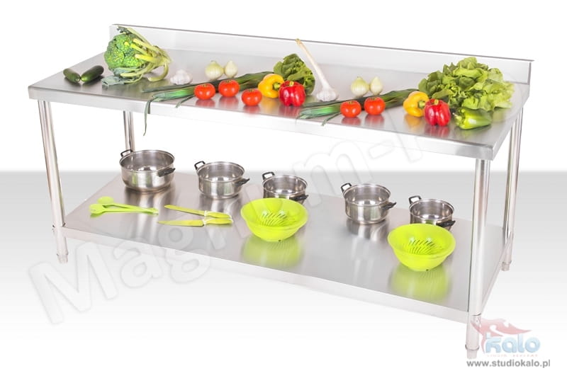 Gastronomiczny stół roboczy 200 x 60 z rantem | 10010489