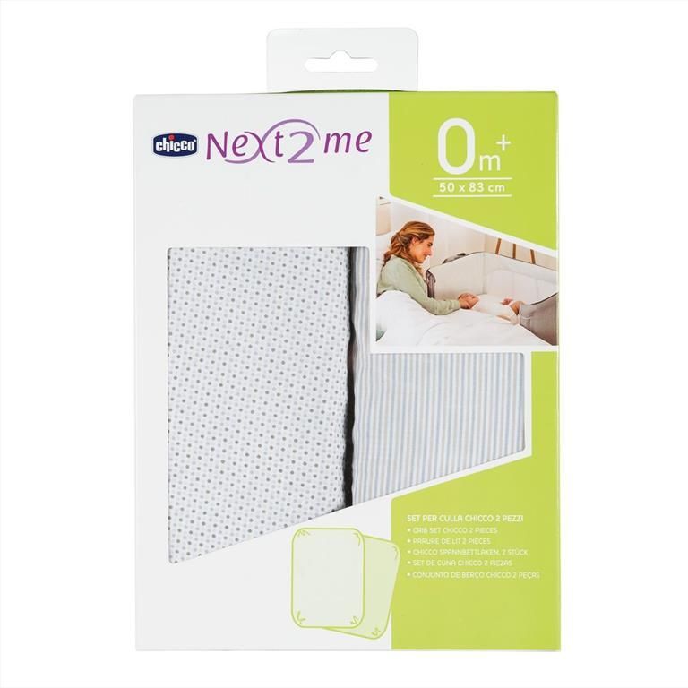 Chicco Prześcieradło do łóżeczek Next2Me 2 sztuki-Grey Stripes
