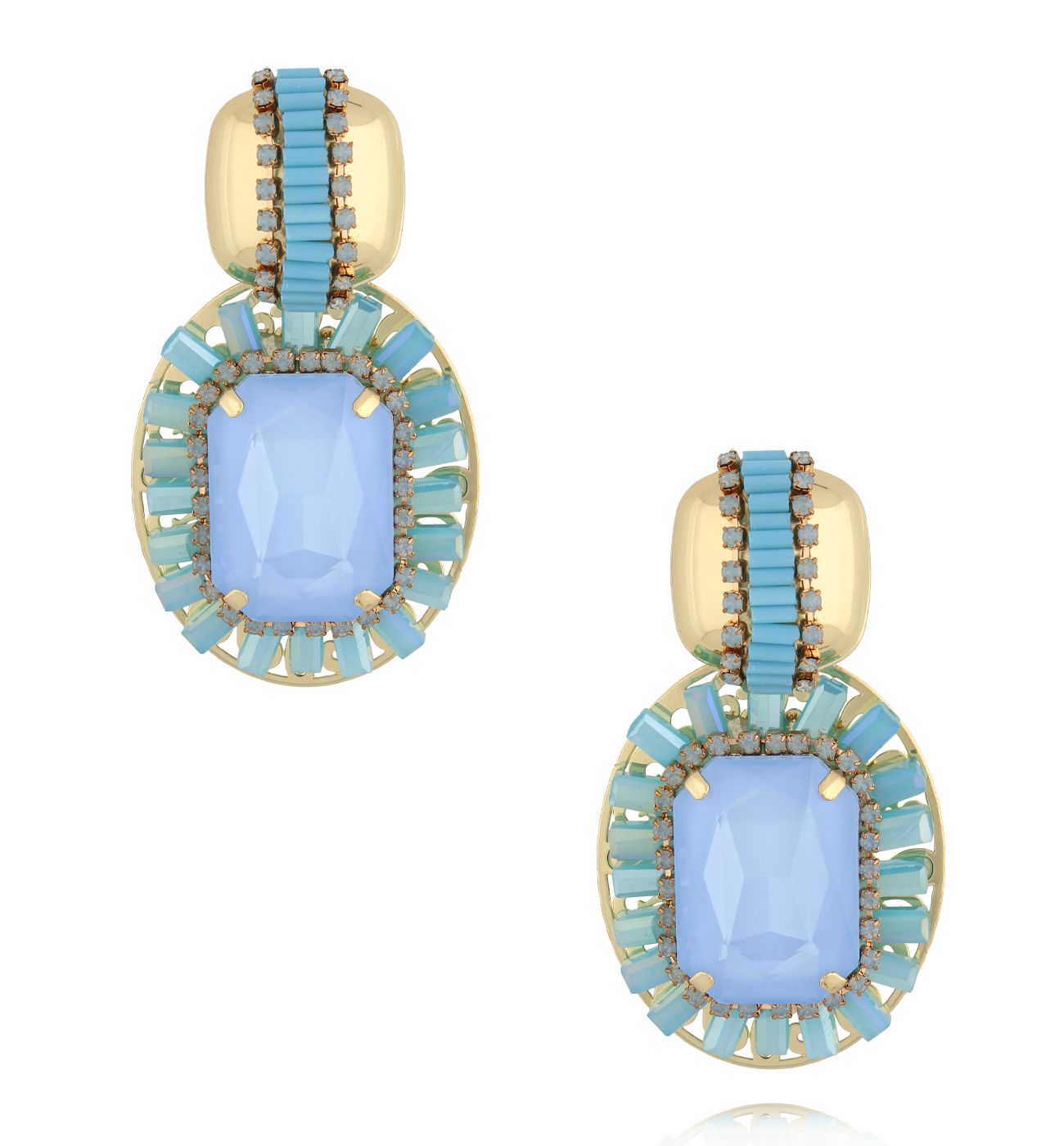 Kolczyki z błękitnymi kryształami KGA0042 - By Dziubeka