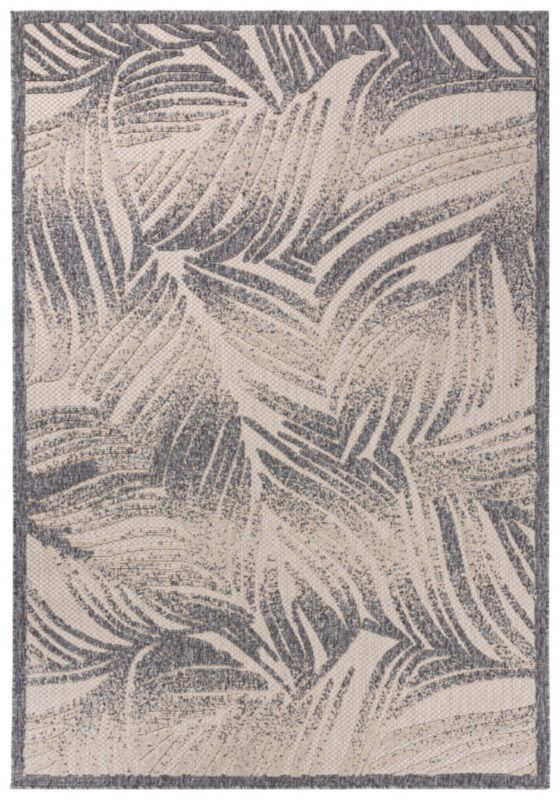 Dywan wewnętrzny/zewnętrzny Cansas FF21B prostokąt Mazovia 140x 200 cm beżowy,kremowy,szary motyw roślinny krótki włos 1 szt.