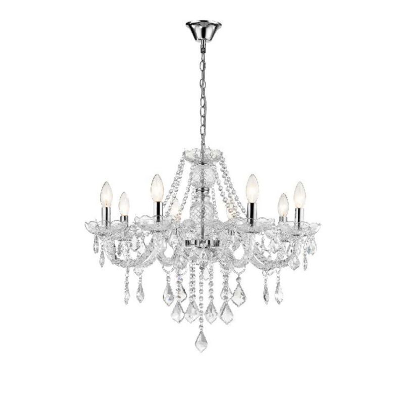 Żyrandol Light Prestige Cristallo 8138 transparentny-chromowany szerokość 66 cm 8xE14 x 60W 1 szt.