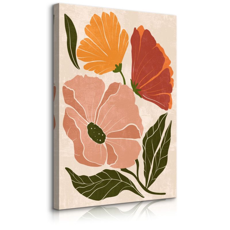 Obraz Muralo Do Salonu Kolorowe Polne Kwiaty Maki Martwa Natura Boho 40x60 cm 1 szt.