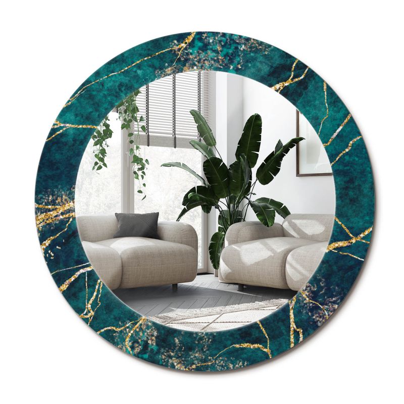 Lustro z nadrukiem Wallfluent fi50 cm Zielony marmur 1 szt.