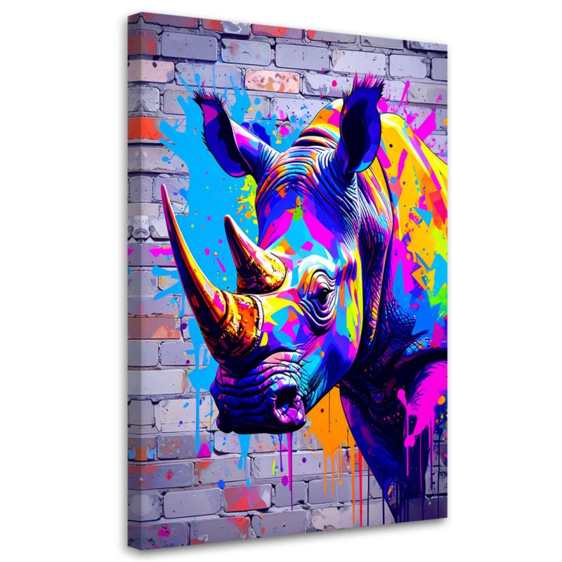 Obraz nowoczesny Feeby Kolorowy Nosorożec Zwierzęta Abstrakcja 60x90cm 1szt