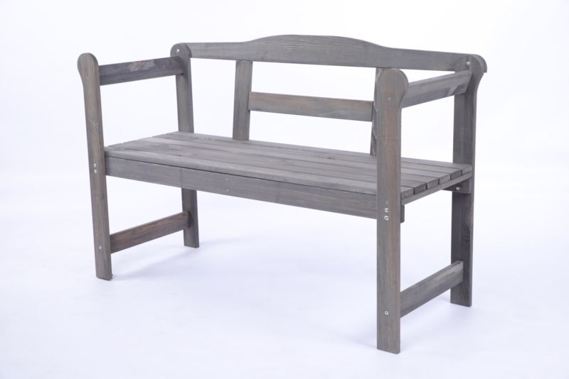 Ławka drewniana MODO24 z oparciem dwuosobowa 78 x 116 x 43 cm impregnowana szara 1 szt.