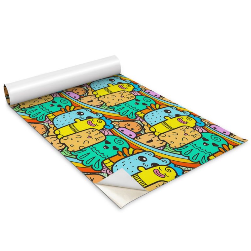 Folia Dekoracyjna Na Meble Wallfluent 100x50 cm Kolorowe wesołe potworki Odporna Folia Samoprzylepna Mat 1 rol.